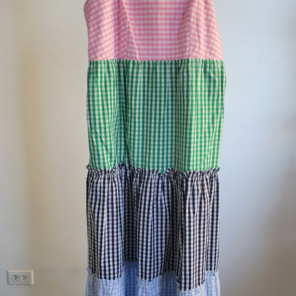 NWT- Crown & Ivy Gingham Color Block Tiered Maxi Smocked Back Dress (S: M) - Picture 13 of 15